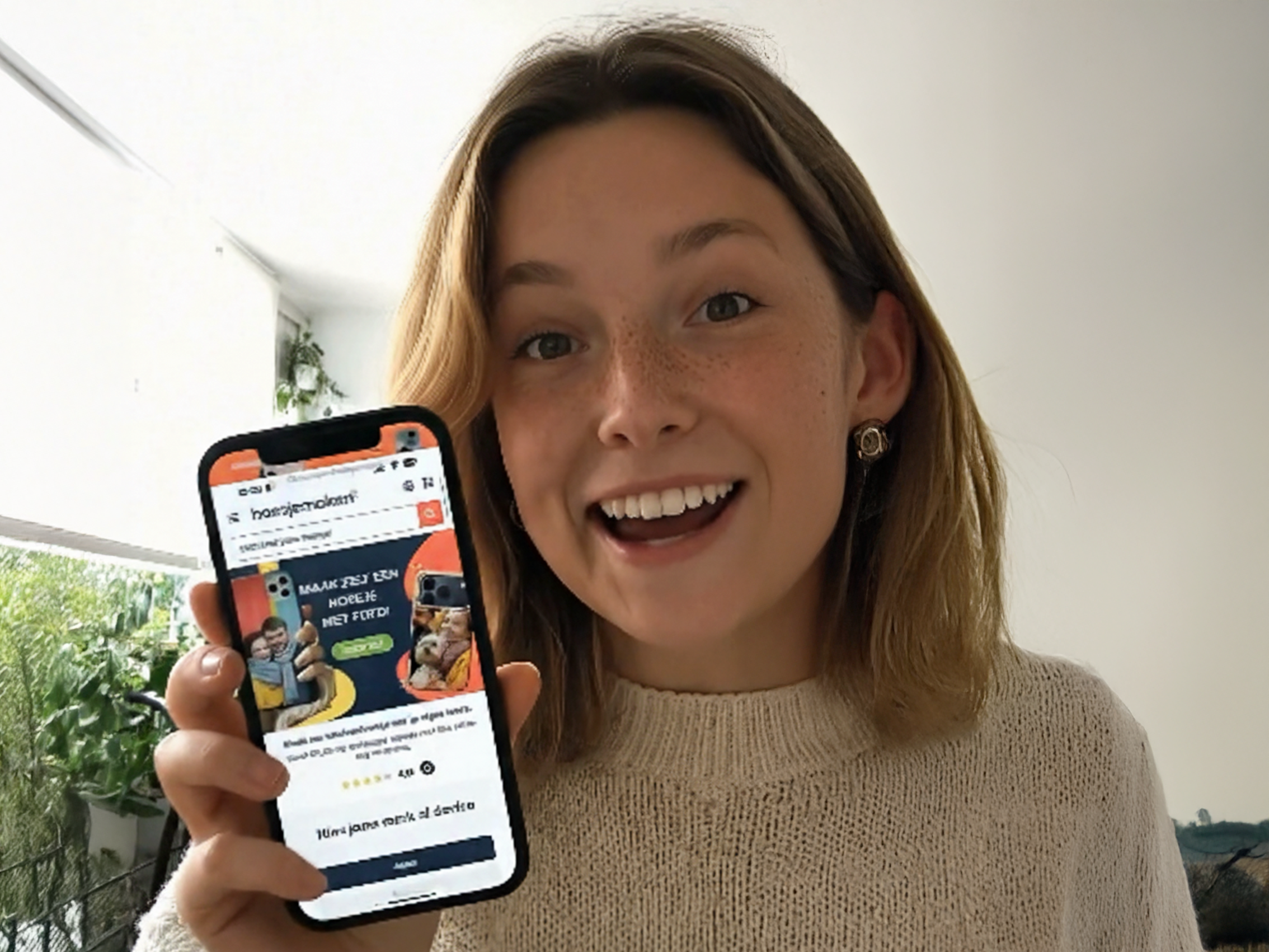 Zadowolony klient z personalizowanym etui