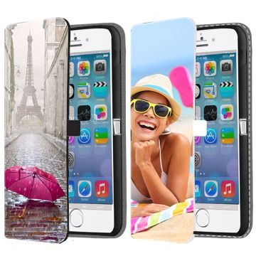 iPhone 5(S) en SE(2016) - Etui Portfelowe (Nadruk z Przodu) Personalizowane